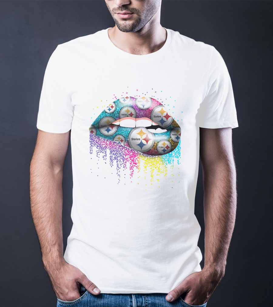 Steelers Logo Glitter Lips T-Shirt
