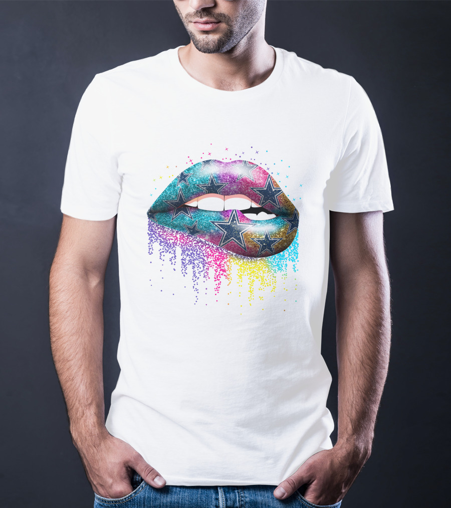 Lip Cowboys Glitter Stars Rainbow T-Shirt