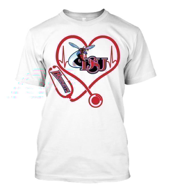 Delaware State University Hornets Nurse Healthcare Heartbeat T-Shirt