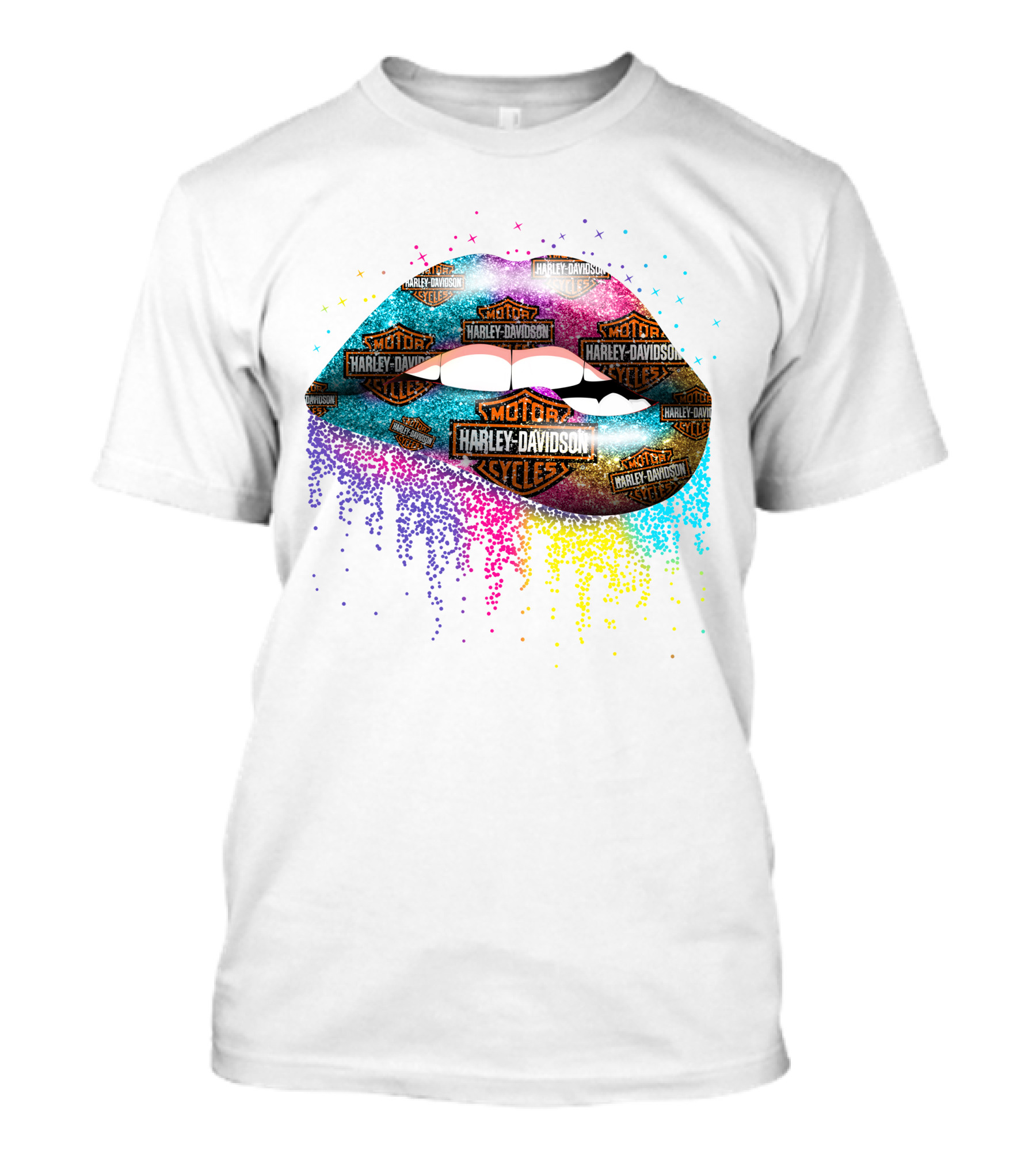 Harley Davidson Motor Cycles Rainbow Lips T-Shirt