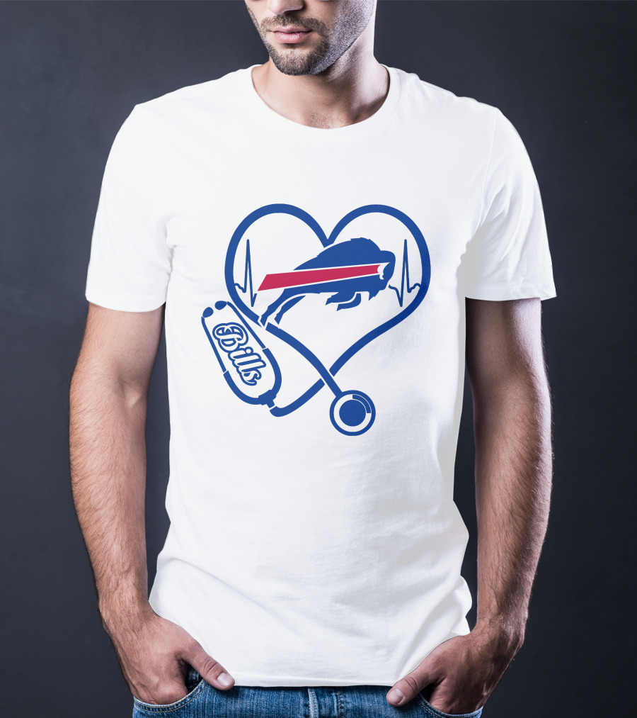 Nurse Heartbeat Stethoscope Buffalo Bills T-Shirt