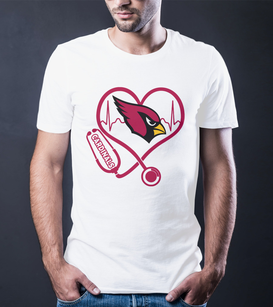 Arizona Cardinals Nurse Heart Stethoscope T-Shirt