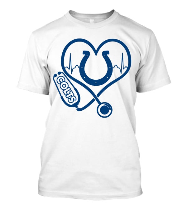 Nurse Colts Stethoscope Heartbeat Horseshoe Indianapolis T-Shirt