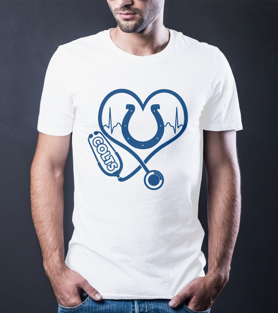 Nurse Colts Stethoscope Heartbeat Horseshoe Indianapolis T-Shirt