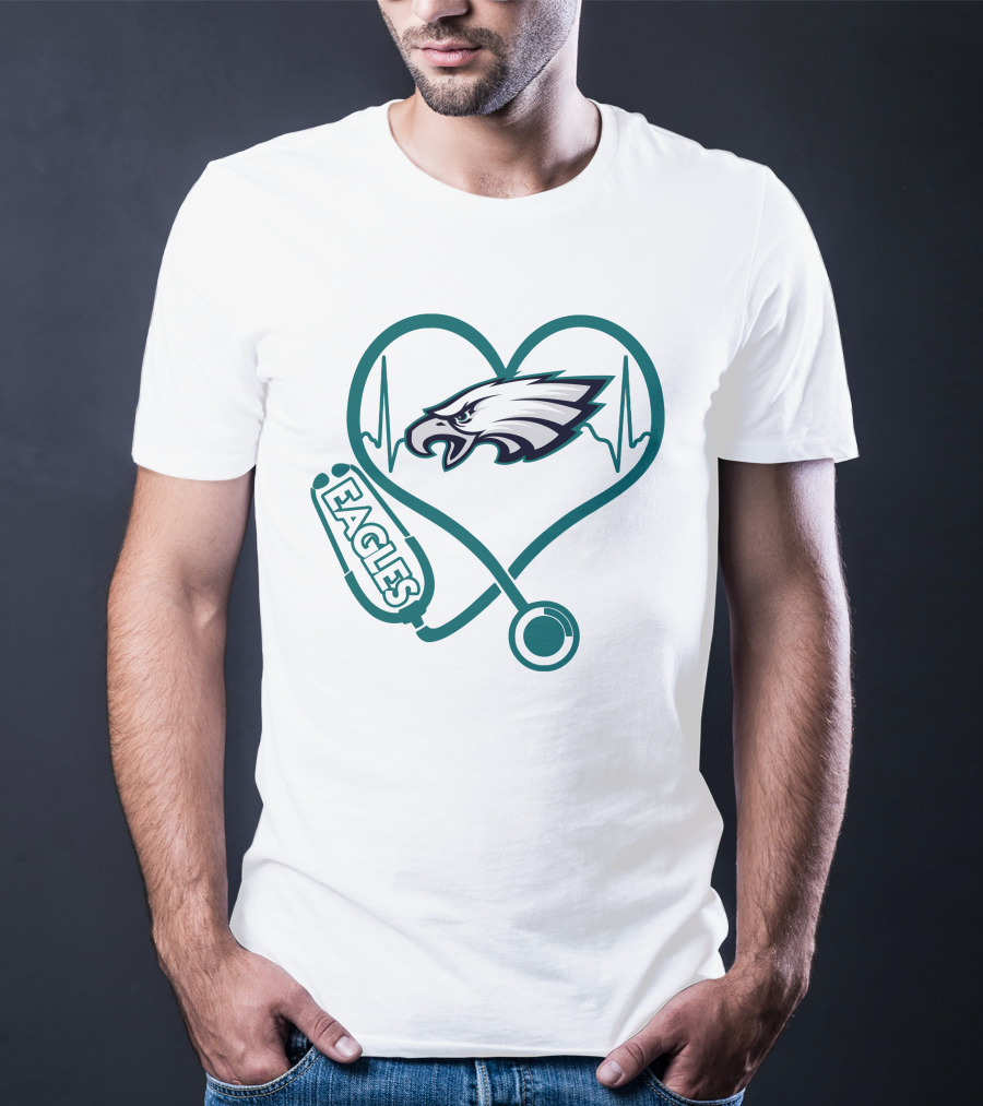 Nurse Philadelphia Eagles Heartbeat Stethoscope T-Shirt