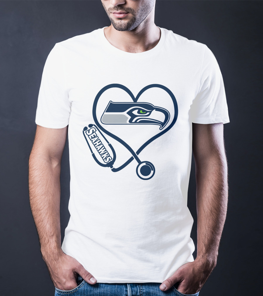 Seattle Seahawks Nurse Heart Stethoscope T-Shirt