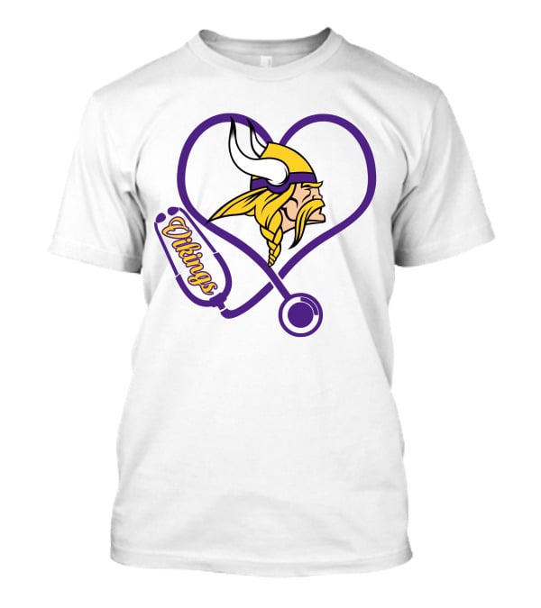 Minnesota Vikings Nurse Heart Stethoscope T-Shirt