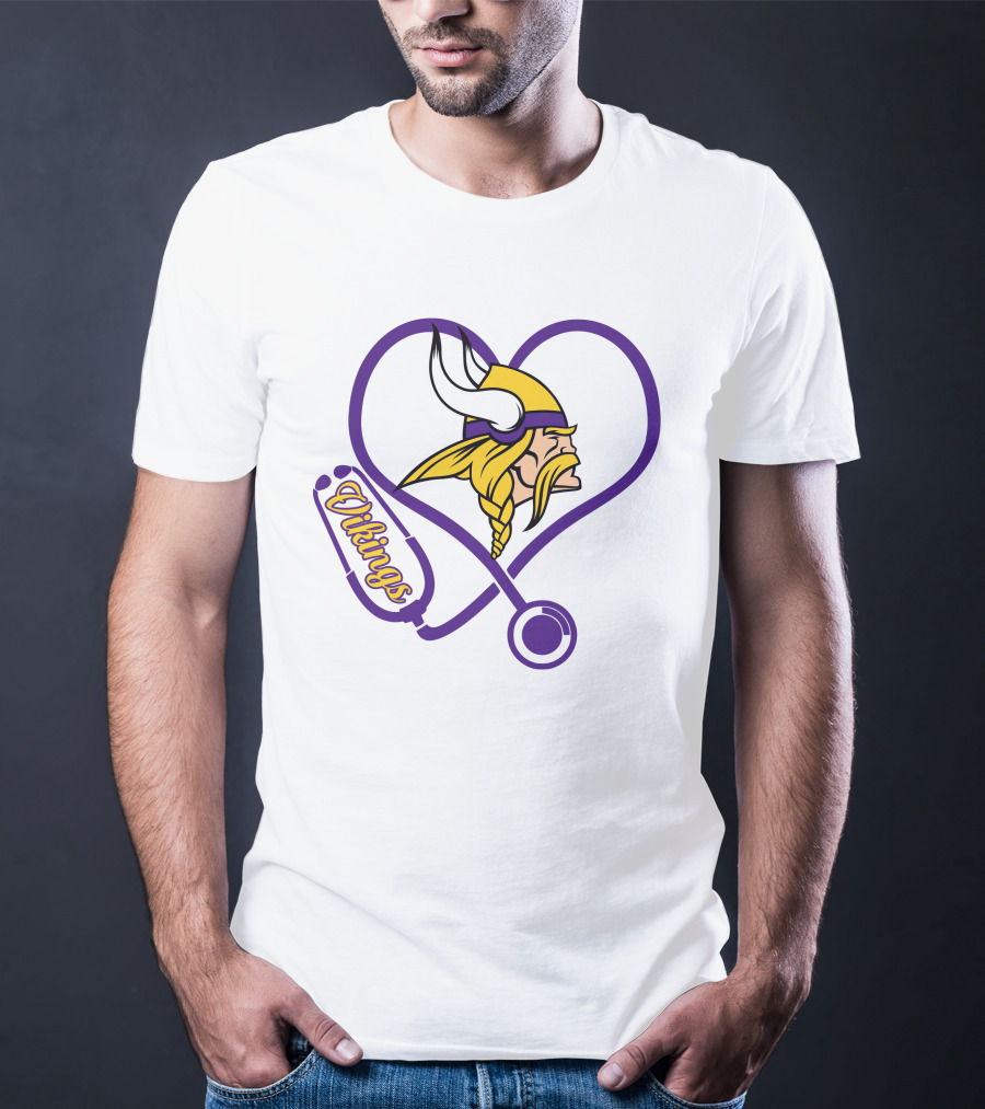 Minnesota Vikings Nurse Heart Stethoscope T-Shirt