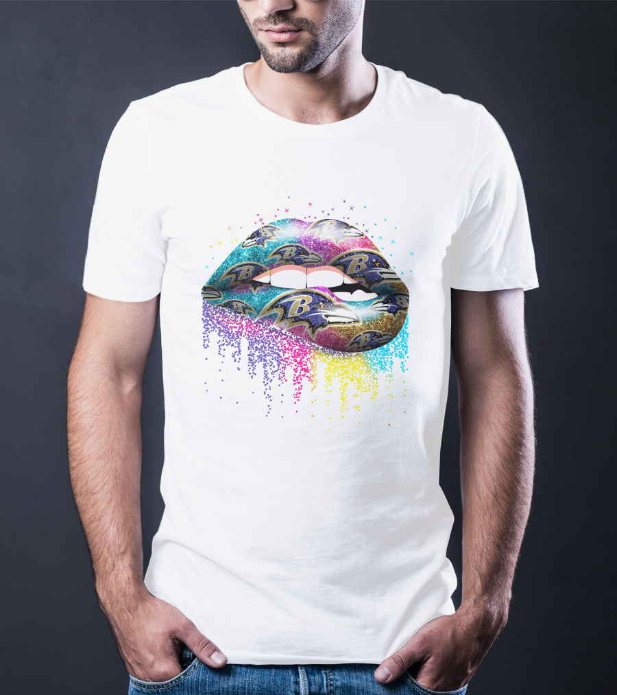Baltimore Ravens Glitter Lips Fan T-Shirt