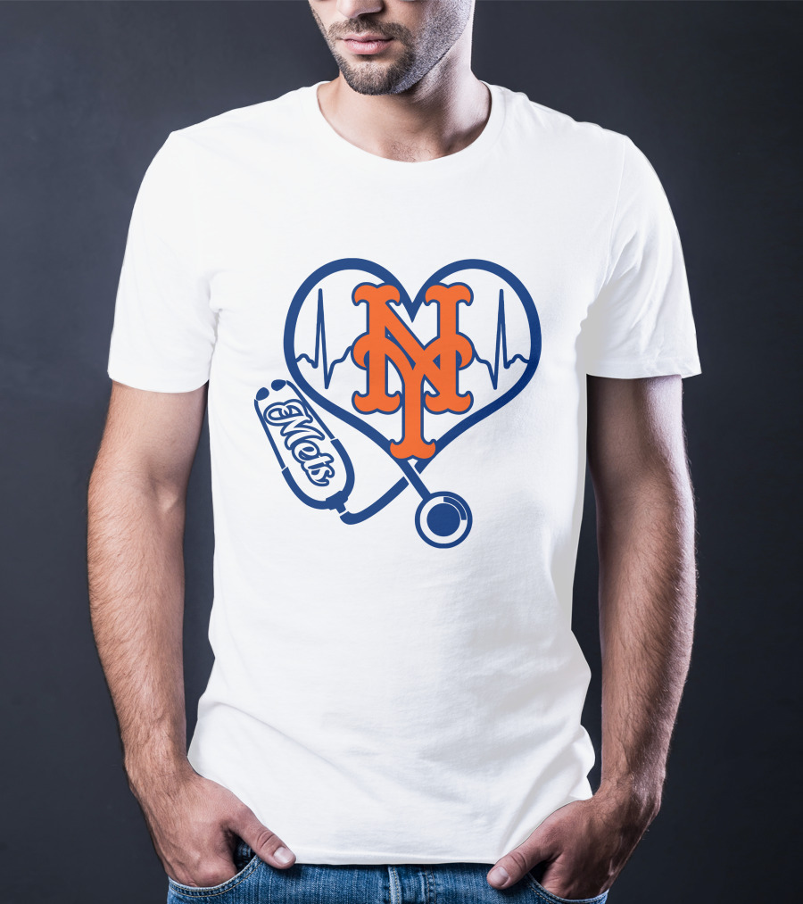 New York Mets Nurse Heartbeat Stethoscope T-Shirt