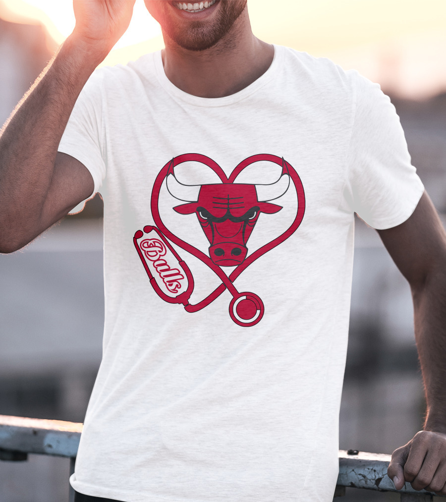 Nurse Love Bulls Stethoscope Heart T-Shirt