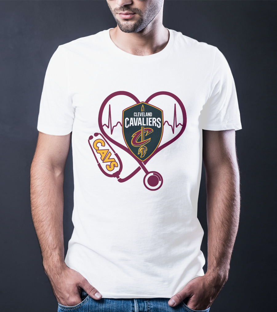 Cleveland Cavaliers Nurse Love Cavs Heartbeat Stethoscope T-Shirt