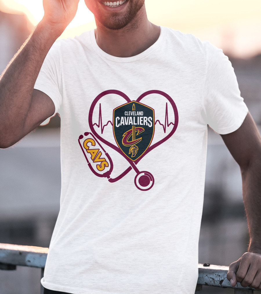 Cleveland Cavaliers Nurse Love Cavs Heartbeat Stethoscope T-Shirt