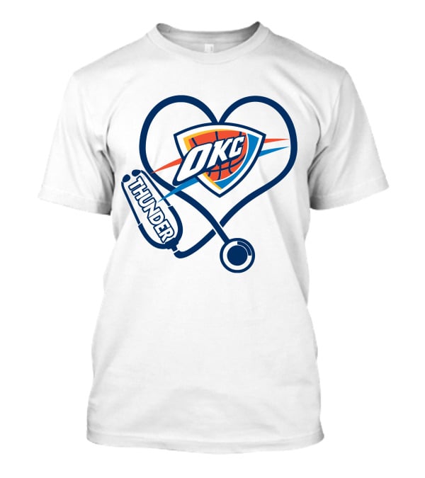 Nurse Love Okc Thunder Heart Stethoscope T-Shirt