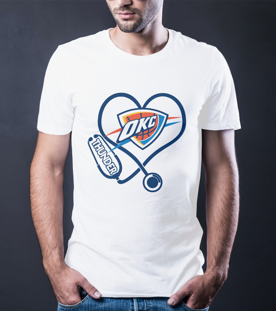Nurse Love Okc Thunder Heart Stethoscope T-Shirt